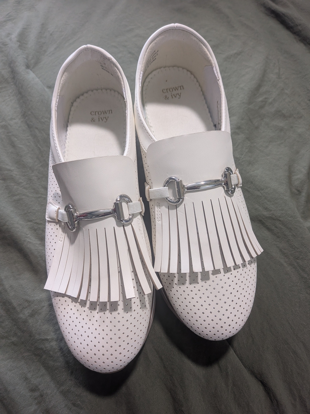 Crown & Ivy Bosco Loafer Sneakers Platform 1.75" Size 9.5 Cream Suede Shoes